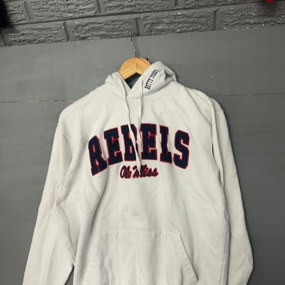 Stadium Athletics Rebels Ole Miss Hoodie Sweatshirt‎ Pullover Size M White